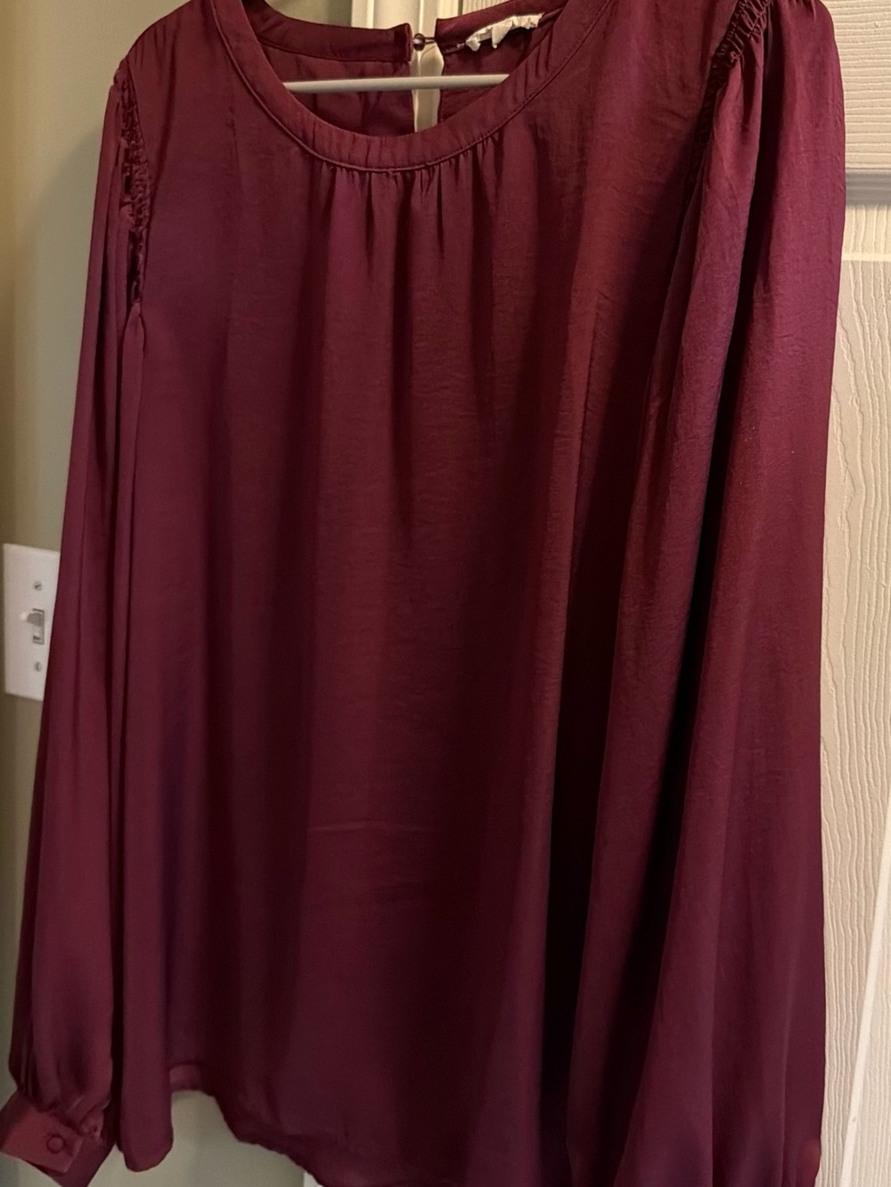 Cotton Bleu Wine Burgundy Long Sleeve Blouse